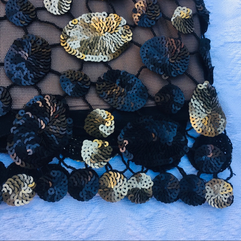 BCBGMaxAzria Sequin Round Black Gold Pencil Skirt - Picture 5 of 8